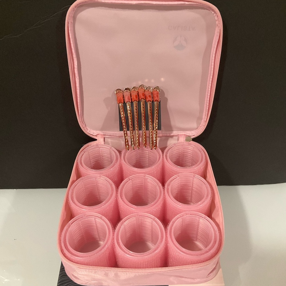 Calista Volumizing Self Grip Rollers 18 Curlers Clips Case Long Medium